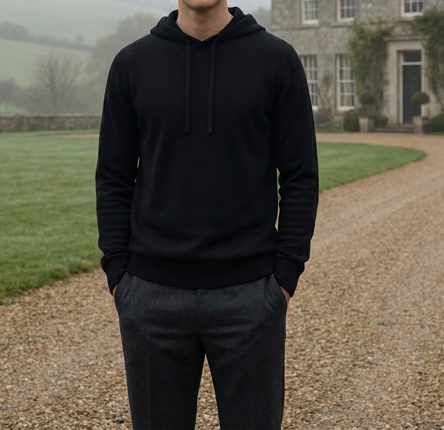 Fine Cashmere Hoodie - Black